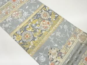 横段・丸に鳳凰・花唐草模様織出し袋帯